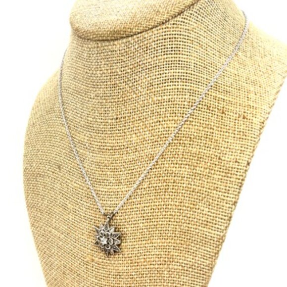 JUDITH JACK 925 MARCASITE STARBURST NECKLACE STERLING SILVER CZ SUN PENDANT - Picture 5 of 16